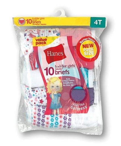 10pk Hanes Toddler Girls EcoSmart Hipsters Tagless Underwear 