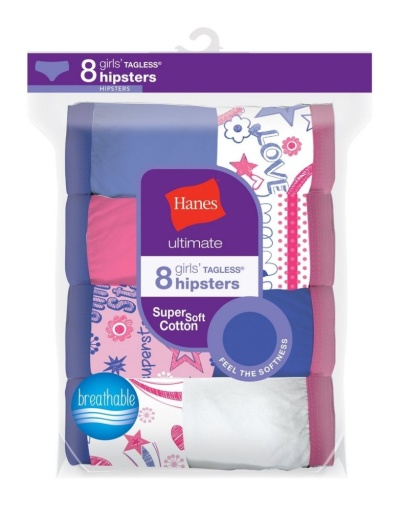 Hanes Ultimate® Girls' Cotton Hipsters 8-Pack youth Hanes