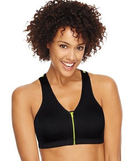 hanes comfortflex fit easy on zip front wirefree sports bra DHHBX3