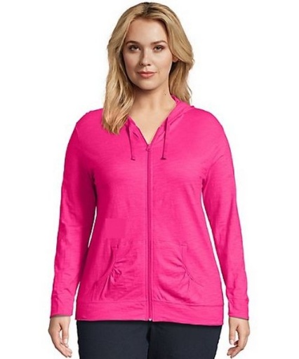 just my size plus full-zip slub cotton hoodie women Just My Size