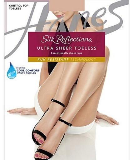 hanes silk reflections ultra sheer toeless control top pantyhose women Hanes