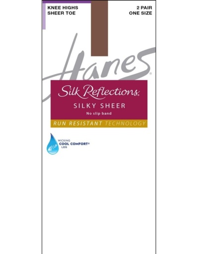 hanes silk reflections silky sheer no-slip band knee highs with run resistant technology 2-pair pack women Hanes