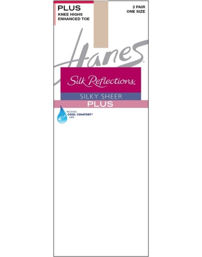hanes silk reflections knee highs enhanced toe 2-pack (plus size) women Hanes