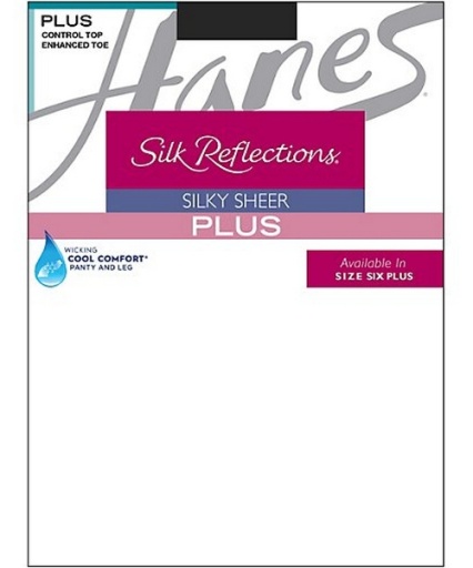 hanes silk reflections plus sheer control top enhanced toe pantyhose women Hanes