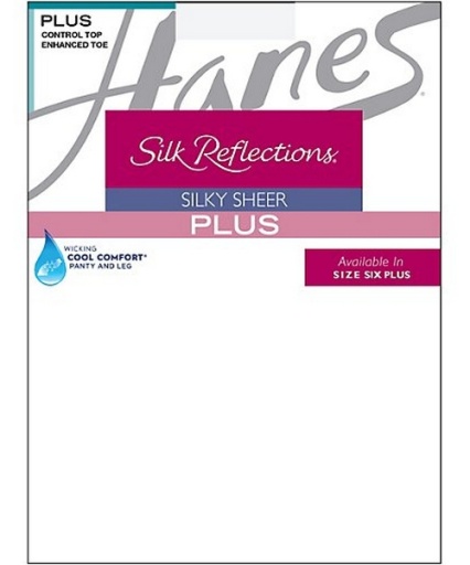 hanes silk reflections sheer control top pantyhose enhanced toe (plus size) women Hanes
