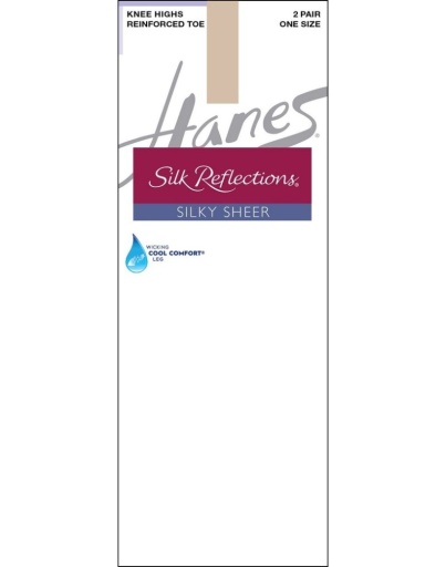 hanes silk reflections silky sheer knee highs with reinforced toe 2-pairs women Hanes