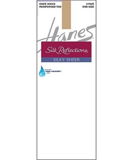 hanes silk reflections silky sheer knee highs with reinforced toe 2-pack women Hanes