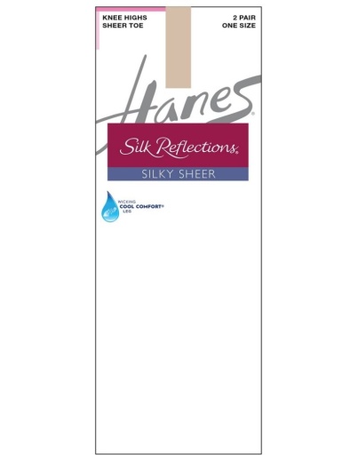 hanes silk reflections silky sheer knee highs sheer toe 2-pairs women Hanes