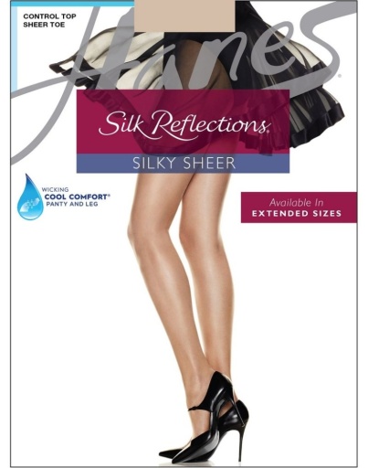 hanes silk reflections control top pantyhose with sheer toe women Hanes