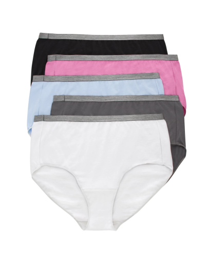 hanes just my size women's stretch cotton brief underwear 5-pack (plus size) women Hanes