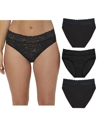 maidenform perfect fit stretch lace high leg underwear, 3-pack women maidenform