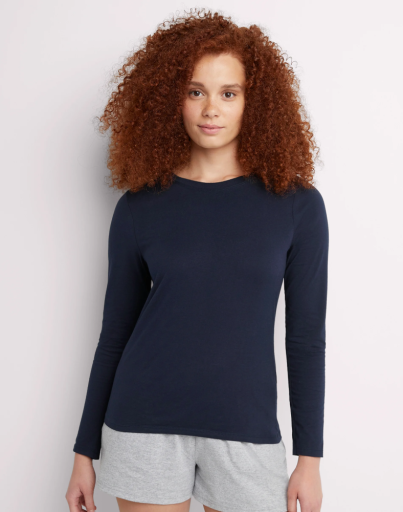 hanes women's long sleeve cotton t-shirt women Hanes