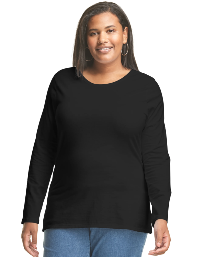 hanes women’s long sleeve scoop neck cotton t-shirt (plus size) women Just My Size