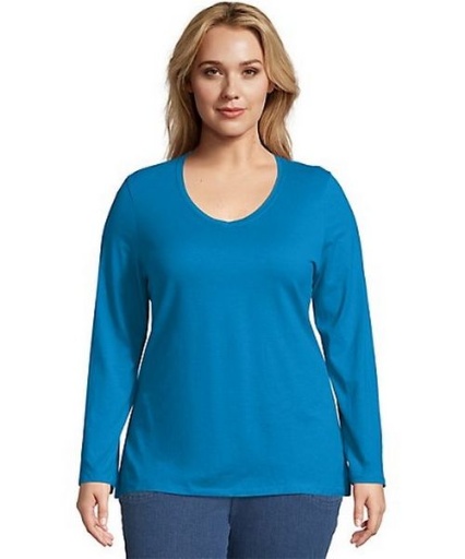 Just My Size Long-Sleeve V-Neck 100% Cotton Women's Tee women Just My Size