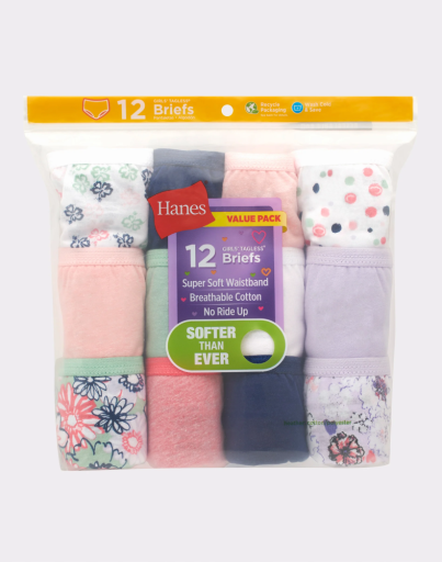 hanes girls' tagless brief underwear 12-pack women Hanes