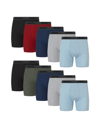hanes men's cotton boxer briefs, 10-pack men hanes