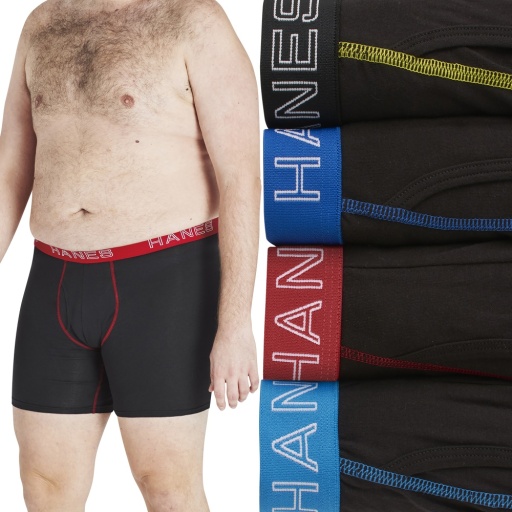 hanes ultimate stretch cotton big men’s boxer brief underwear black4-pack (big & tall sizes) men Hanes