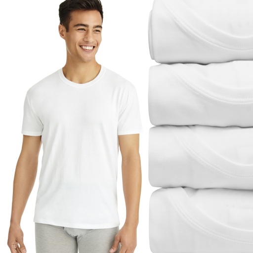 hanes ultimate comfort fit men's crewneck undershirt white 4-pack men Hanes