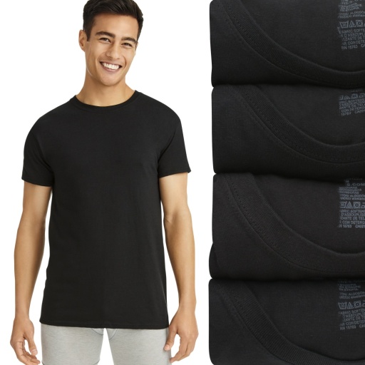 hanes ultimate comfort fit men's crewneck undershirt black 4-pack men Hanes