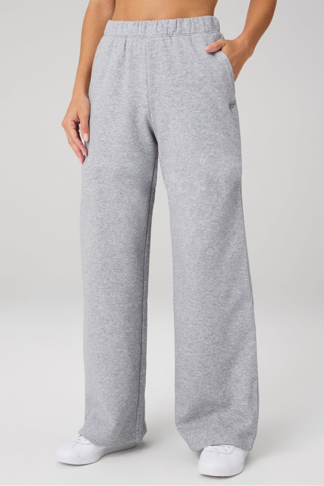 Fabletics COZY FLEECE WIDE LEG SWEATPANT — GREY