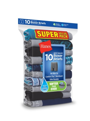 hanes boys' printed boxer briefs with comfort flex® waistband, 10-pack youth Hanes