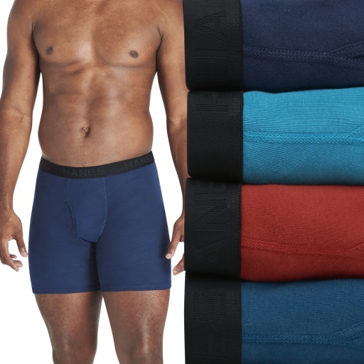 hanes ultimate big men’s cotton boxer brief underwear blue/red 4-pack (big & tall sizes) men Hanes