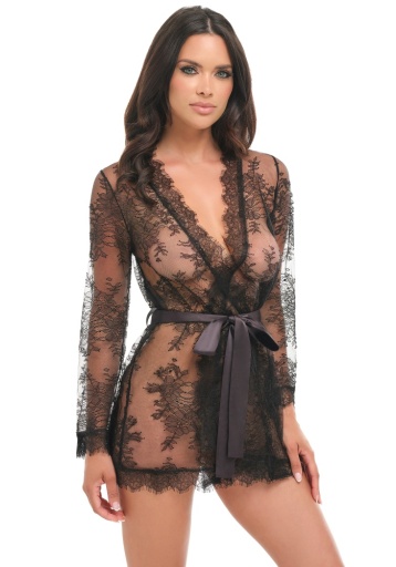 Amore Lace Robe — Black