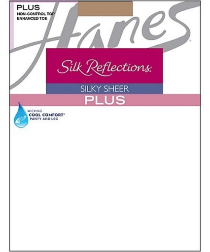 hanes silk reflections plus enhanced toe sheer pantyhose women Hanes