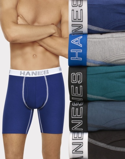 hanes ultimate men's stretch long leg boxer brief underwear moisture wicking 5-pack men Hanes