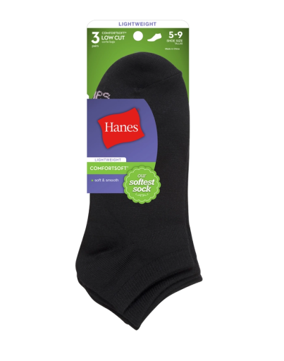 hanes comfortsoft women's low cut socks, 3-pack women hanes