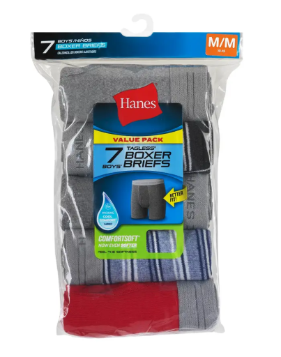 hanes comfort flex boys' boxer briefs underwear, 7-pack youth hanes