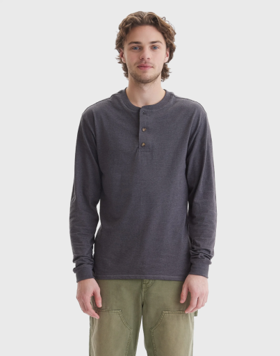 hanes beefy-t men's long sleeve henley men Hanes