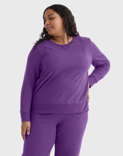 hanes just my size ecosmart women's fleece sweatshirt v-notch (plus size) women Just My Size