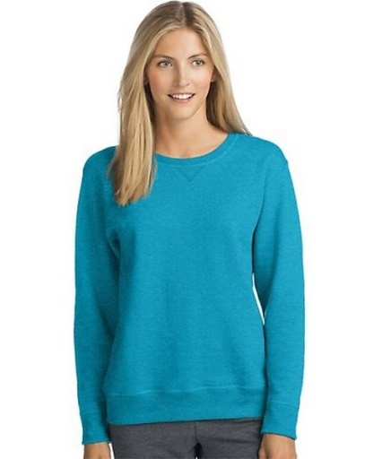 hanes ecosmart women's fleece crewneck sweatshirt, v-notch women Hanes