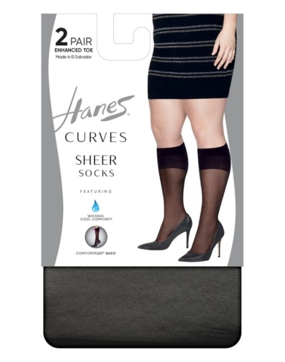 hanes curves sheer socks 2-pack women Hanes