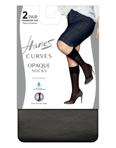 hanes curves opaque socks 2-pack women Hanes