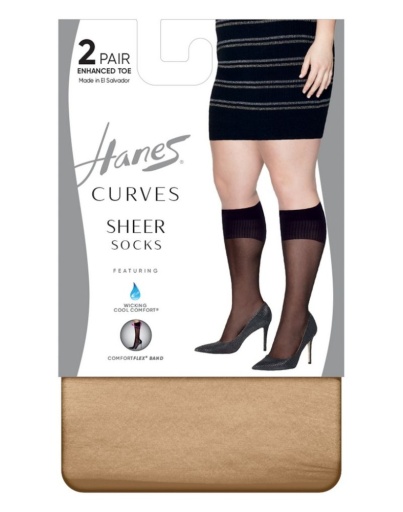 hanes curves women's sheer socks 2-pairs women Hanes