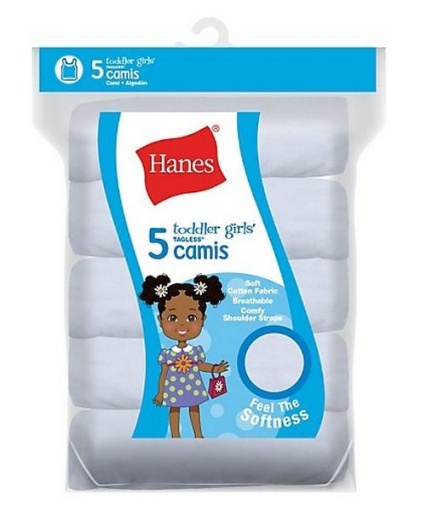 hanes ultimate tagless cotton stretch toddler girls' cami white 5-pack youth Hanes