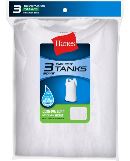 hanes comfortsoft boys' cotton tank, white, 3-pack youth hanes