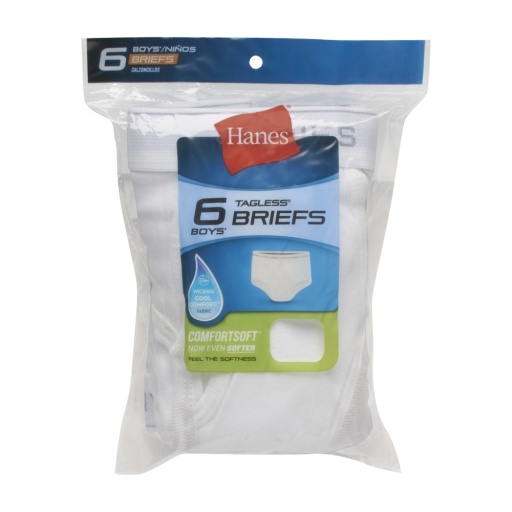 hanes boys' white briefs, value 6-pack youth hanes