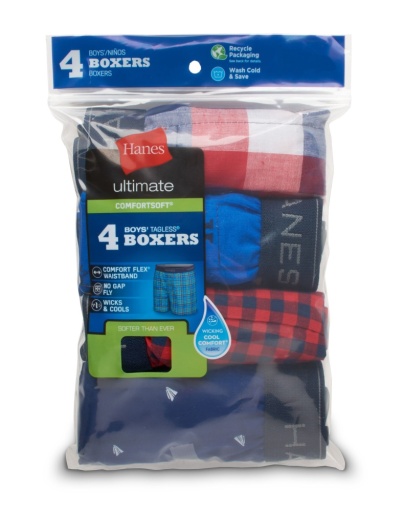 hanes ultimate® boys' plaid/print woven boxers 4-pack youth hanes
