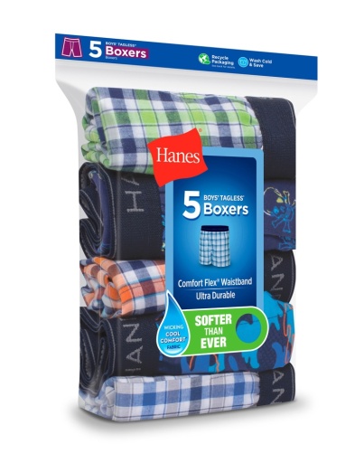 hanes boys comfort flex® woven boxer 5-pack youth Hanes