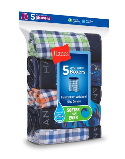 hanes boys comfort flex woven boxer 5-pack youth Hanes