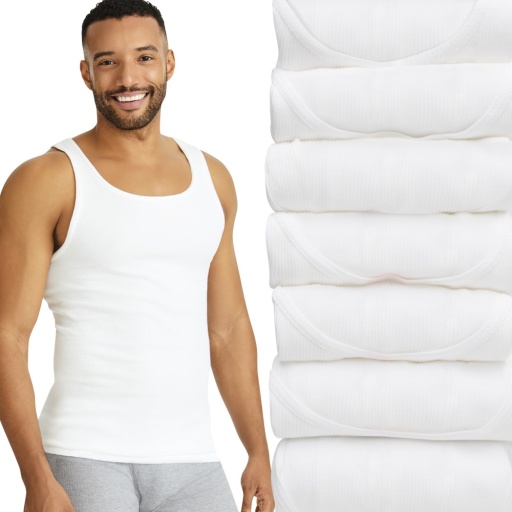 hanes comfortsoft men's tank undershirt, white, 7-pack men Hanes