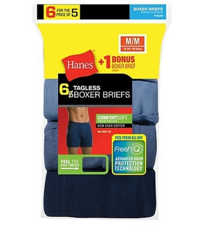 hanes men's tagless boxer brief with comfortsoft waistband 6-pack  (includes 1 free bonus boxer brief) men Hanes