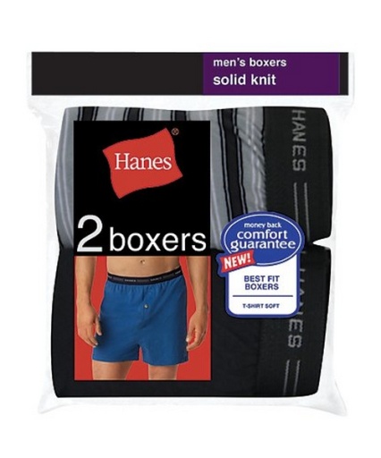 hanes men's exposed waistband knit boxer 2 pack 548KP2