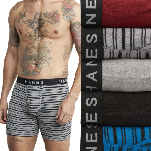 hanes men's tagless ultimate fashion stripe boxer briefs with comfort flex waistband 5-pack men Hanes