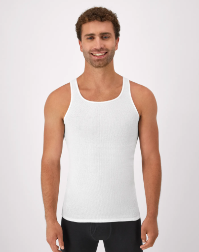 hanes men's cotton tank top undershirt moisture-wicking white 6-pack 372AP6