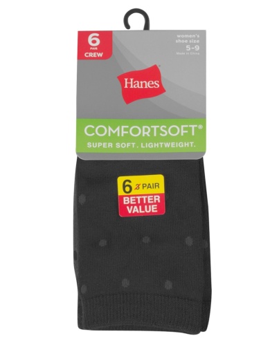 hanes women's comfortsoft crew socks 6-pack women Hanes