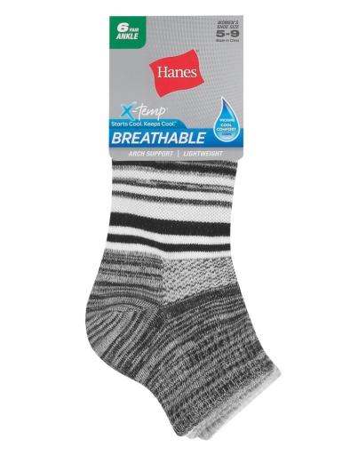 hanes women's breathable lightweight ankle socks 6-pack women hanes